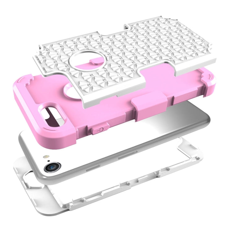 For  iPhone 8 & 7  3 in 1 Diamond Encrusted PC + Silicone Combination Case