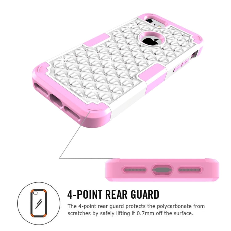 For  iPhone 8 & 7  3 in 1 Diamond Encrusted PC + Silicone Combination Case