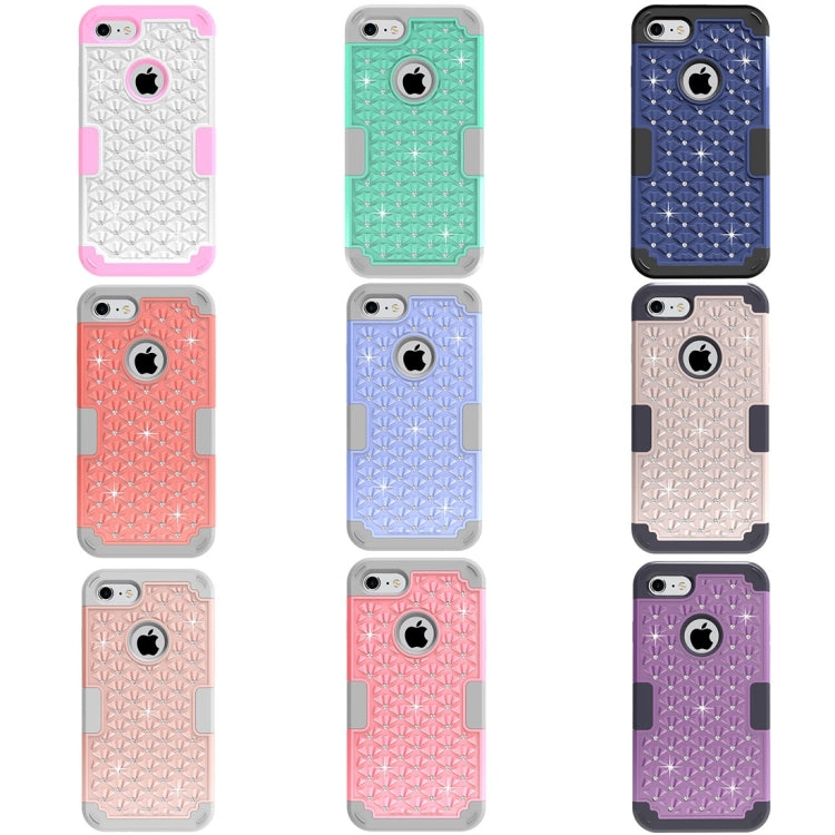 For  iPhone 8 & 7  3 in 1 Diamond Encrusted PC + Silicone Combination Case