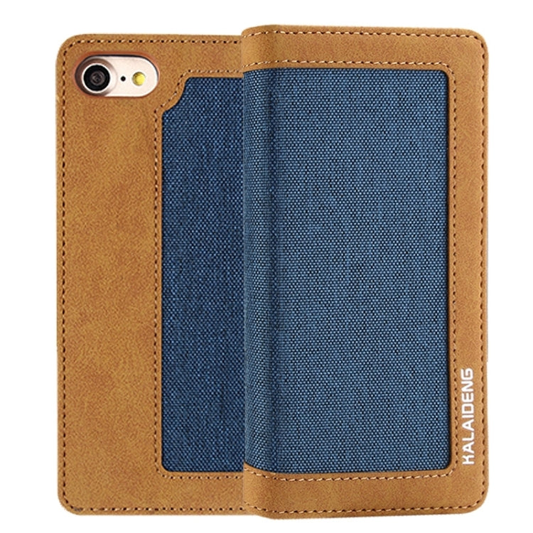 KALAIDENG FUNWEAR X Series for  iPhone 8 & 7  Linen Leather + TPU Horizontal Flip Leather Case with Card Slots & Holder & Lanyard(Blue)