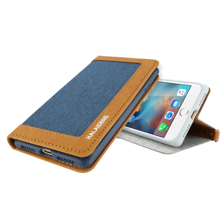 KALAIDENG FUNWEAR X Series for  iPhone 8 & 7  Linen Leather + TPU Horizontal Flip Leather Case with Card Slots & Holder & Lanyard(Blue)