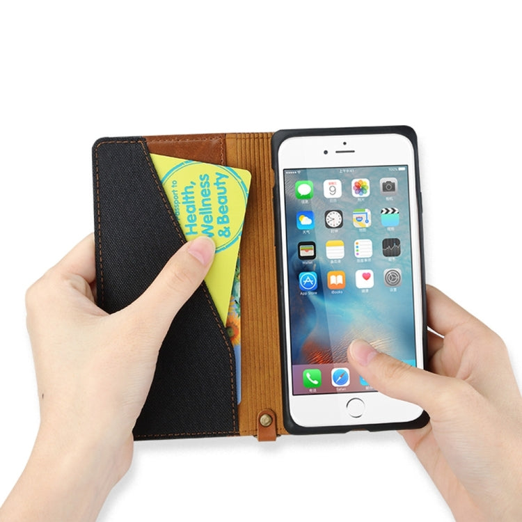 KALAIDENG FUNWEAR X Series for  iPhone 8 & 7  Linen Leather + TPU Horizontal Flip Leather Case with Card Slots & Holder & Lanyard(Blue)