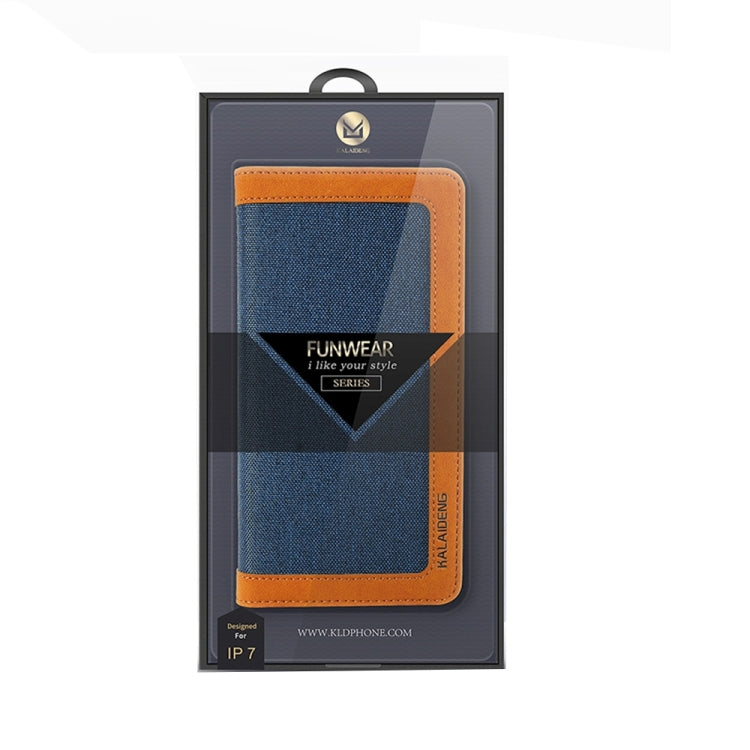 KALAIDENG FUNWEAR X Series for  iPhone 8 & 7  Linen Leather + TPU Horizontal Flip Leather Case with Card Slots & Holder & Lanyard(Blue)