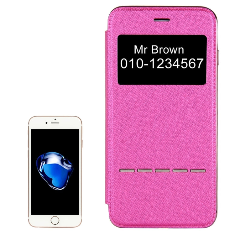 For  iPhone 8 & 7  Cross Texture Electroplating TPU Back Cover Horizontal Flip Leather Case with Call Display ID
