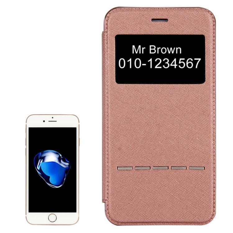 For  iPhone 8 & 7  Cross Texture Electroplating TPU Back Cover Horizontal Flip Leather Case with Call Display ID