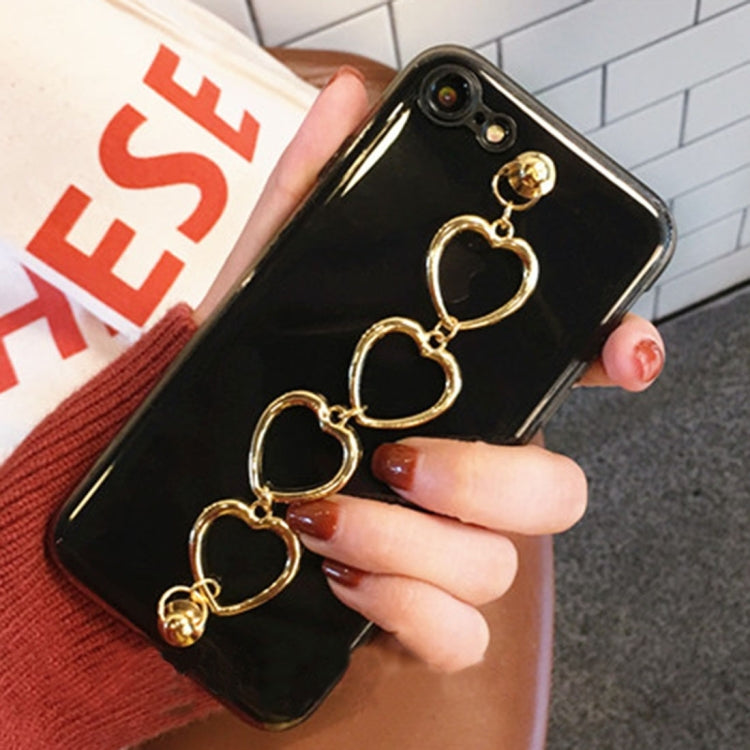 For  iPhone 8 & 7  Full Coverage Transparent Soft TPU Protective Back Cover Case with Heart Chain