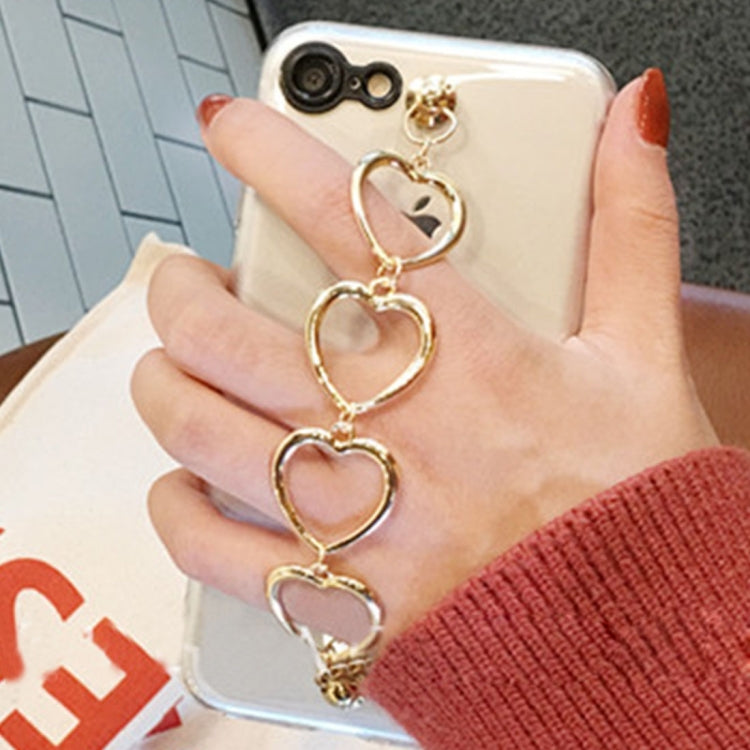 For  iPhone 8 & 7  Full Coverage Transparent Soft TPU Protective Back Cover Case with Heart Chain