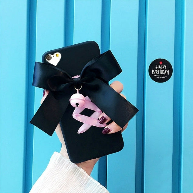 For  iPhone 8 & 7  Cute Bell and Bowknot Ribbon Protective Back Cover Case