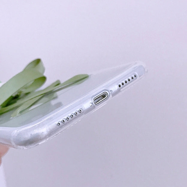 For  iPhone 8 & 7  Cute Bell and Bowknot Ribbon Transparent Protective Back Cover Case (Apricot)