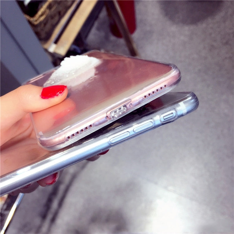 For  iPhone 8 & 7  Gold Foil 3D Crystal Swan Pattern Transparent Protective Back Cover Case