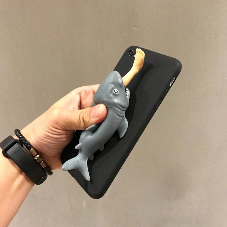 For  iPhone 8 & 7  Personality 3D Silicone Man Eating Shark Protective Case Back Cover(Black)
