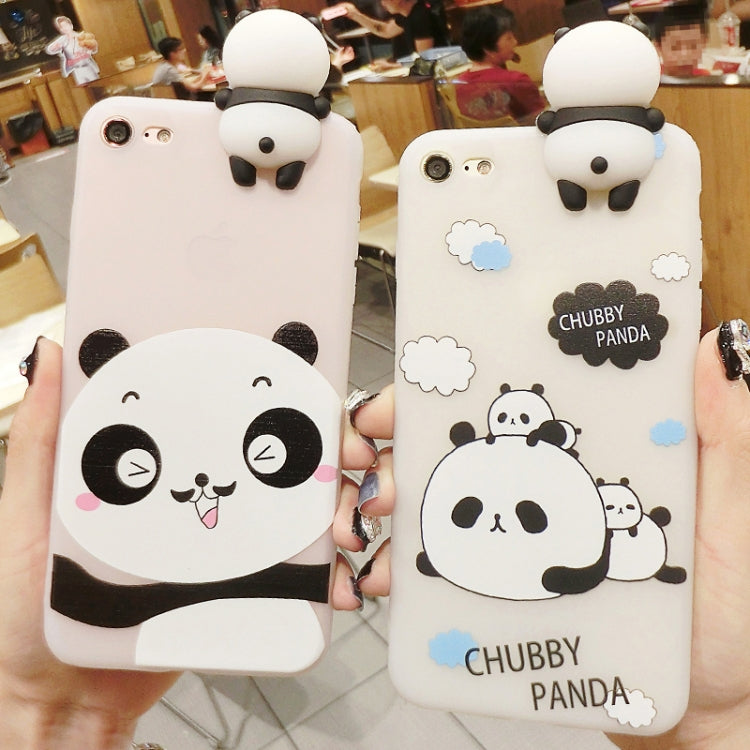 For  iPhone 8 & 7  Hang The Clothes Pandas Pattern 3D Lovely Papa Panda Dropproof Protective Back Cover Case