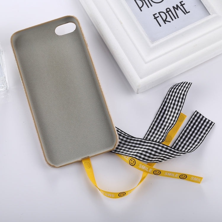 For  iPhone 8 & 7  Diamond Smiling Face Pattern Ribbon Ring Pendant Protective Back Cover Case