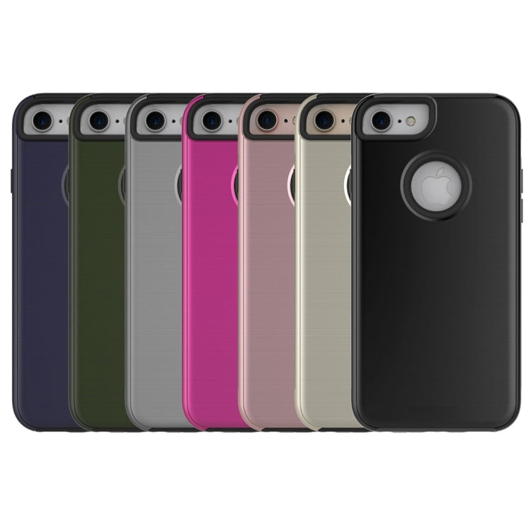For  iPhone 8 & 7  Simple Brushed Texture 2 in 1 PC + TPU Combination Protective Case