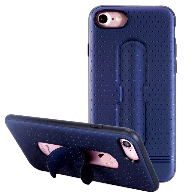 Lenuo for  iPhone 8 & 7  3D Texture Foldable Invisible Holder TPU + PC Combination Case with Holder