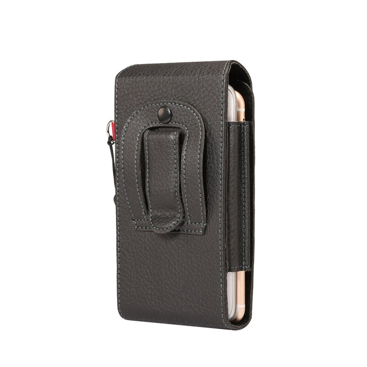Universal Litchi Texture Vertical Flip Upright Lattice PU Leather Case / Waist Bag with Back Splint & Card Slots & Lanyard for iPhone X  &  iPhone 8 & 7  & 6s & 6, Galaxy S7 / S8 / S9, Huawei P9 , Xiaomi Redmi 3,Sony Xperia Z3(Black)
