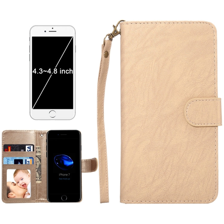 A4 Universal Da Vinci Texture Horizontal Flip Leather Case with Card Slots & Wallet & Photo Frame & Magnetic Buckle & 18cm Lanyard for  iPhone 8 & 7  & 6s & 6 & 5 & 5s SE, Galaxy SIV & SIII, Size: 13.5 x 7 x 1.8 cm