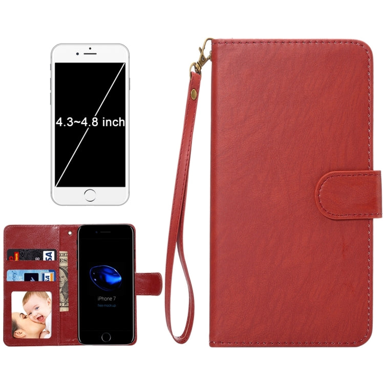 A4 Universal Da Vinci Texture Horizontal Flip Leather Case with Card Slots & Wallet & Photo Frame & Magnetic Buckle & 18cm Lanyard for  iPhone 8 & 7  & 6s & 6 & 5 & 5s SE, Galaxy SIV & SIII, Size: 13.5 x 7 x 1.8 cm