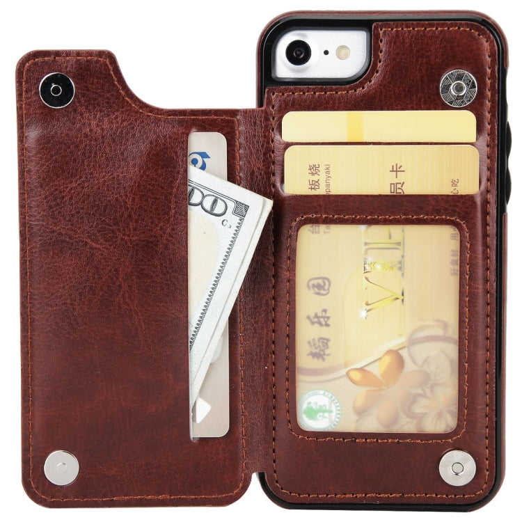 For  iPhone 8 & 7  4.7 Inch Crazy Horse Texture Leather Back Protective Case with Holder & Card Slots & Wallet