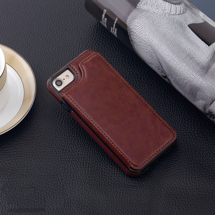 For  iPhone 8 & 7  4.7 Inch Crazy Horse Texture Leather Back Protective Case with Holder & Card Slots & Wallet