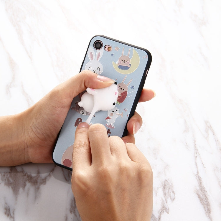 For iPhone 7 3D Lovely Rabbit Cartoon Pattern Squeeze Relief IMD Workmanship Squishy Dropproof Protective Back Cover Case