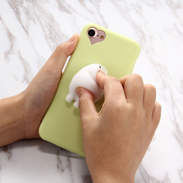 For  iPhone 8 & 7  Green Background Lovely Bear Pattern Squeeze Relief Squishy Dropproof Protective Back Cover Case