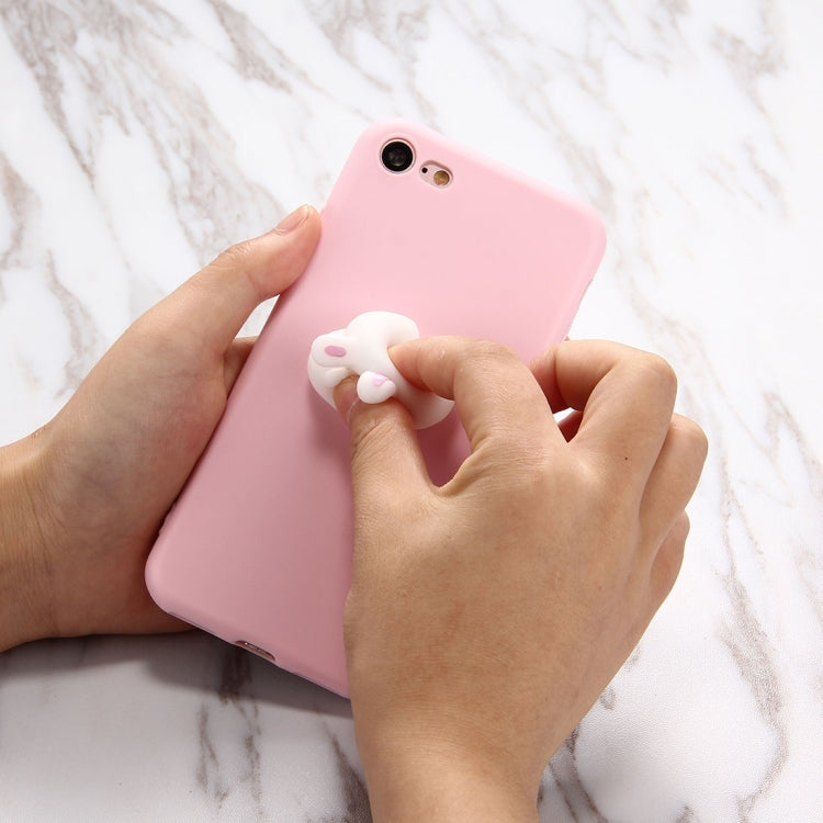 For  iPhone 8 & 7  Pink Background Lovely Little Rabbit Pattern Squeeze Relief Squishy Dropproof Protective Back Cover Case