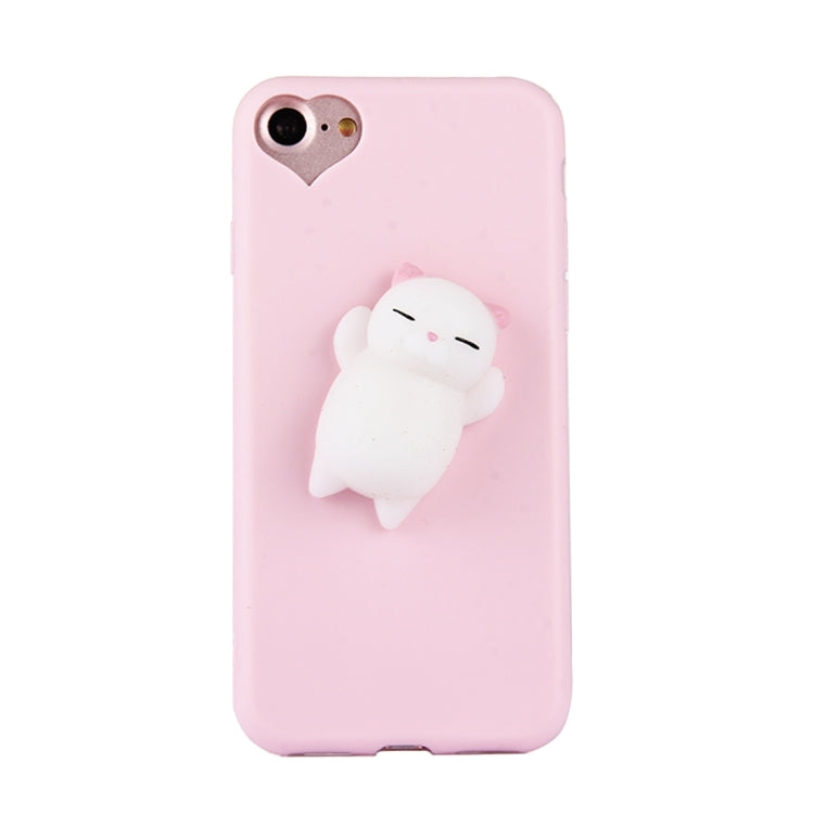 For  iPhone 8 & 7  3D Little Bear Pink Ears Pattern Squeeze Relief Squishy Dropproof Protective Back Cover Case