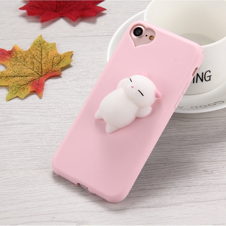 For  iPhone 8 & 7  3D Little Bear Pink Ears Pattern Squeeze Relief Squishy Dropproof Protective Back Cover Case