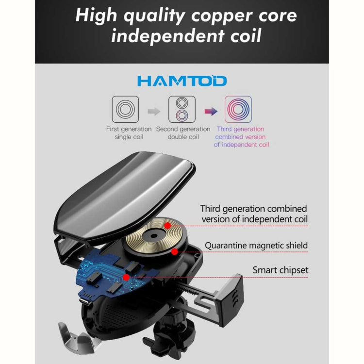 HAMTOD M20 10W Air Outlet 360 Degree Rotation QI Intelligent Sensor Car Wireless Charging Holder(Blue)