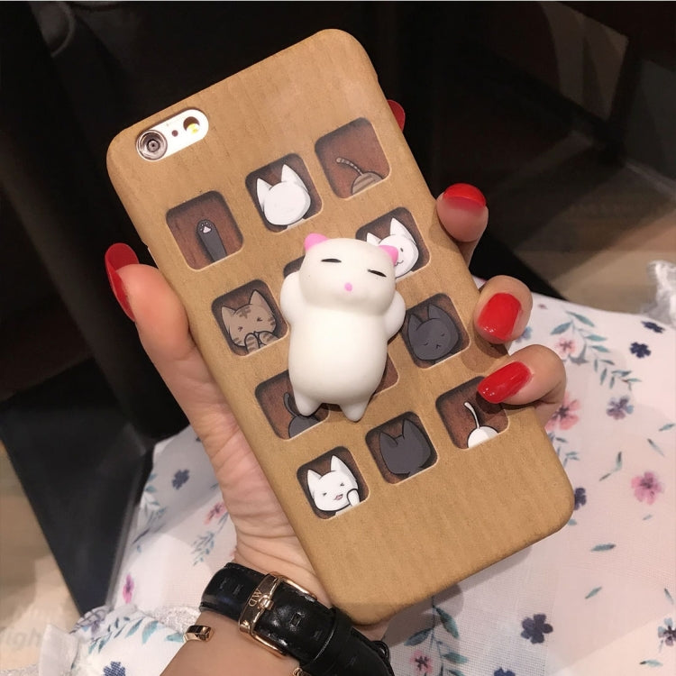 For  iPhone 8 & 7  Square Background 3D Lovely Cat Pattern Squeeze Relief IMD Workmanship Squishy Dropproof Protective Back Cover Case