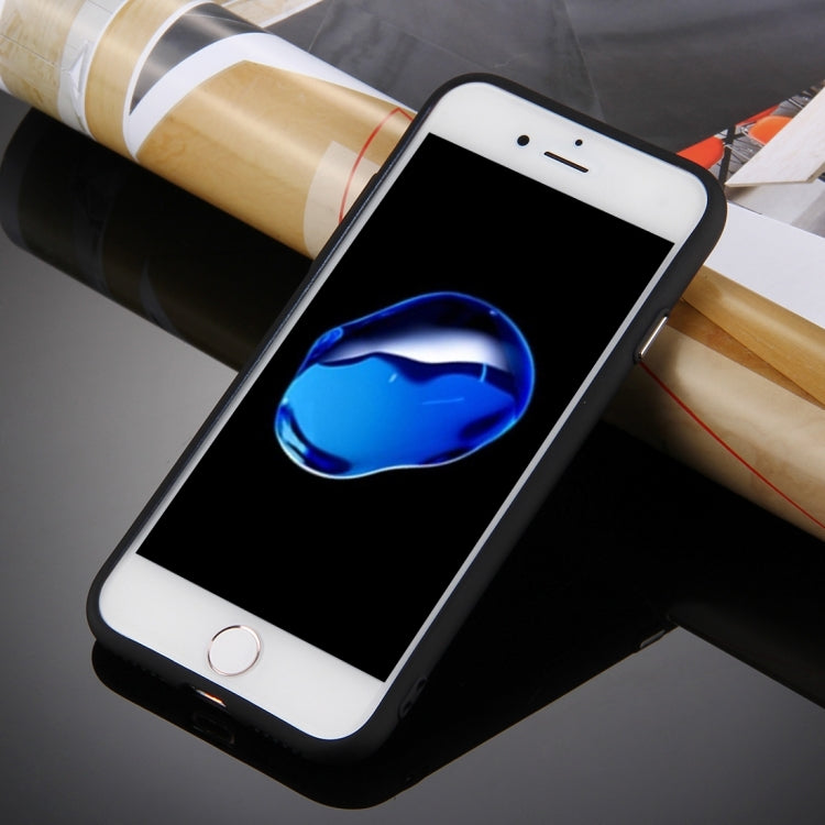 For  iPhone 8 & 7  Pure Colour Oil Spout Soft TPU Metal Button Protective Case Back Cover