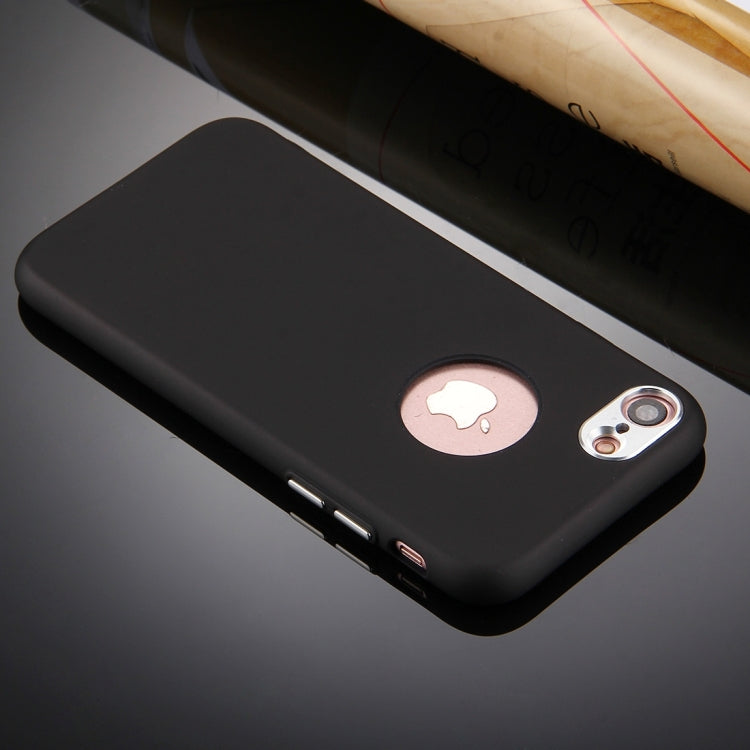 For  iPhone 8 & 7  Pure Colour Oil Spout Soft TPU Metal Button Protective Case Back Cover