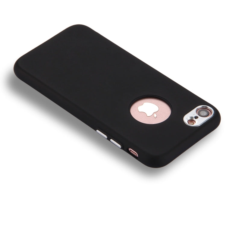 For  iPhone 8 & 7  Pure Colour Oil Spout Soft TPU Metal Button Protective Case Back Cover