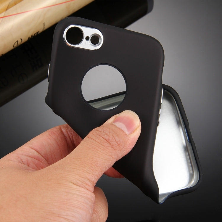 For  iPhone 8 & 7  Pure Colour Oil Spout Soft TPU Metal Button Protective Case Back Cover