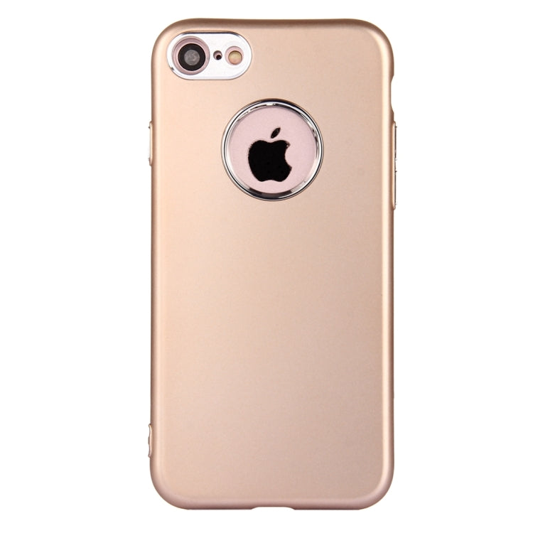 For  iPhone 8 & 7  Pure Colour Oil Spout Soft TPU Metal Button Protective Case Back Cover