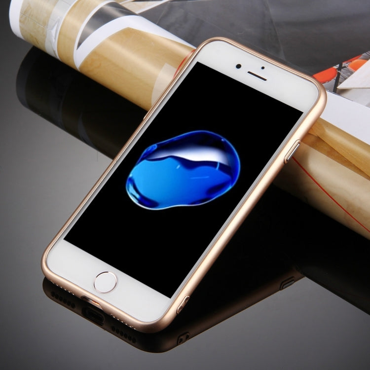 For  iPhone 8 & 7  Pure Colour Oil Spout Soft TPU Metal Button Protective Case Back Cover