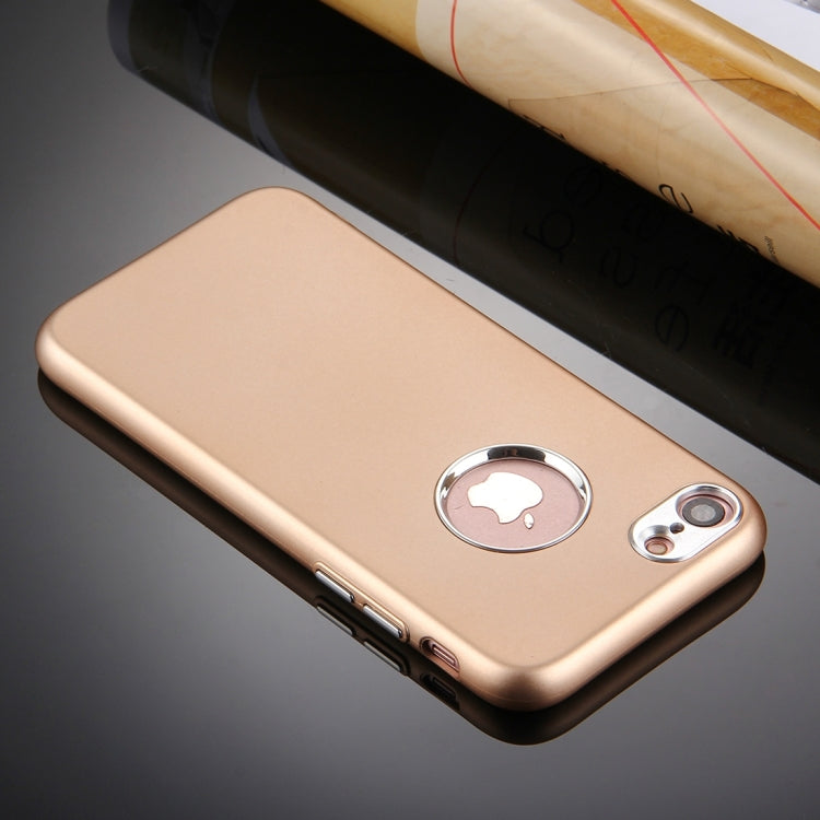 For  iPhone 8 & 7  Pure Colour Oil Spout Soft TPU Metal Button Protective Case Back Cover
