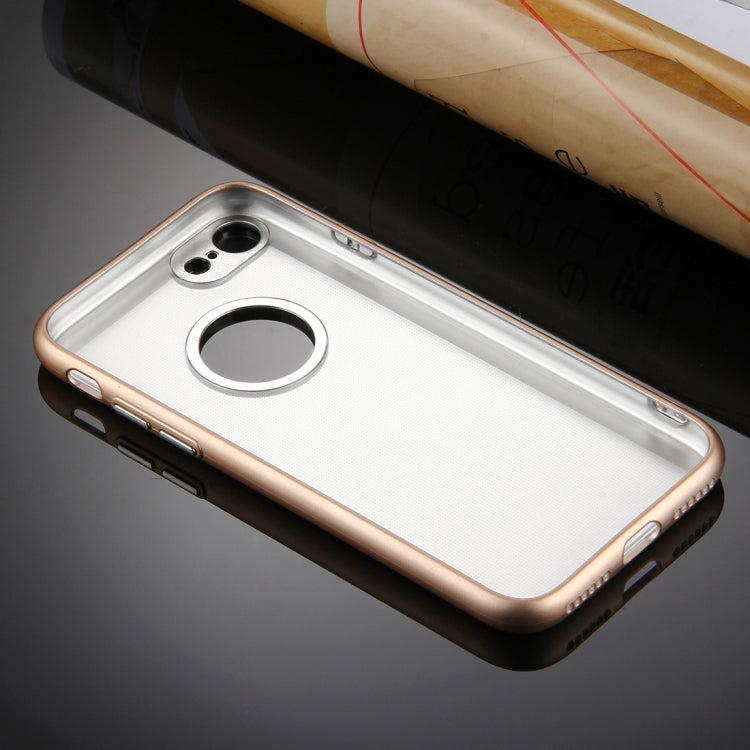 For  iPhone 8 & 7  Pure Colour Oil Spout Soft TPU Metal Button Protective Case Back Cover