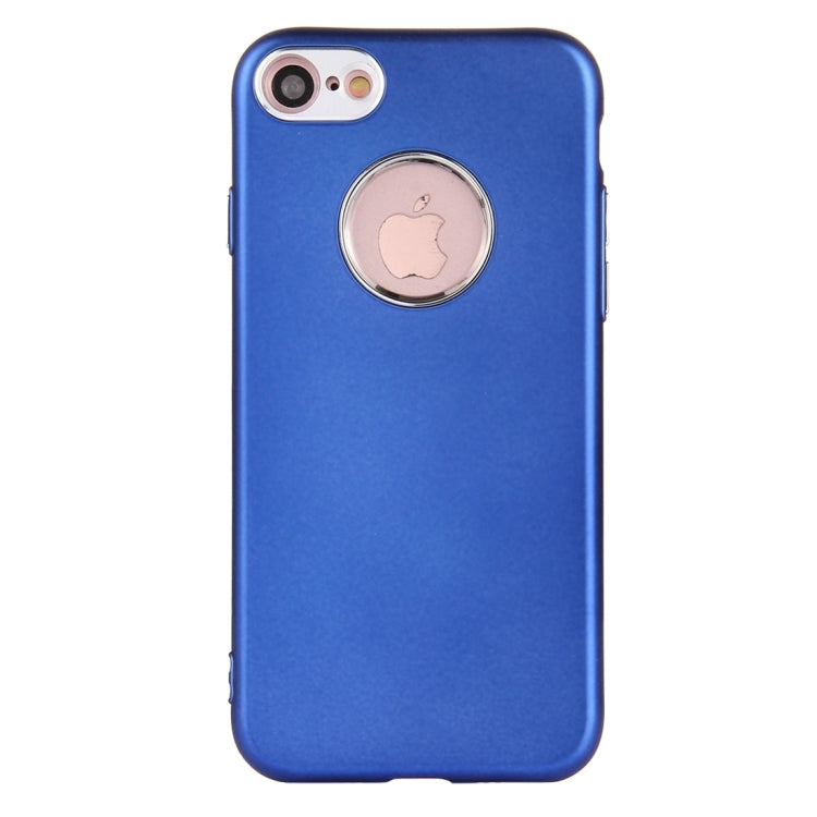 For  iPhone 8 & 7  Pure Colour Oil Spout Soft TPU Metal Button Protective Case Back Cover