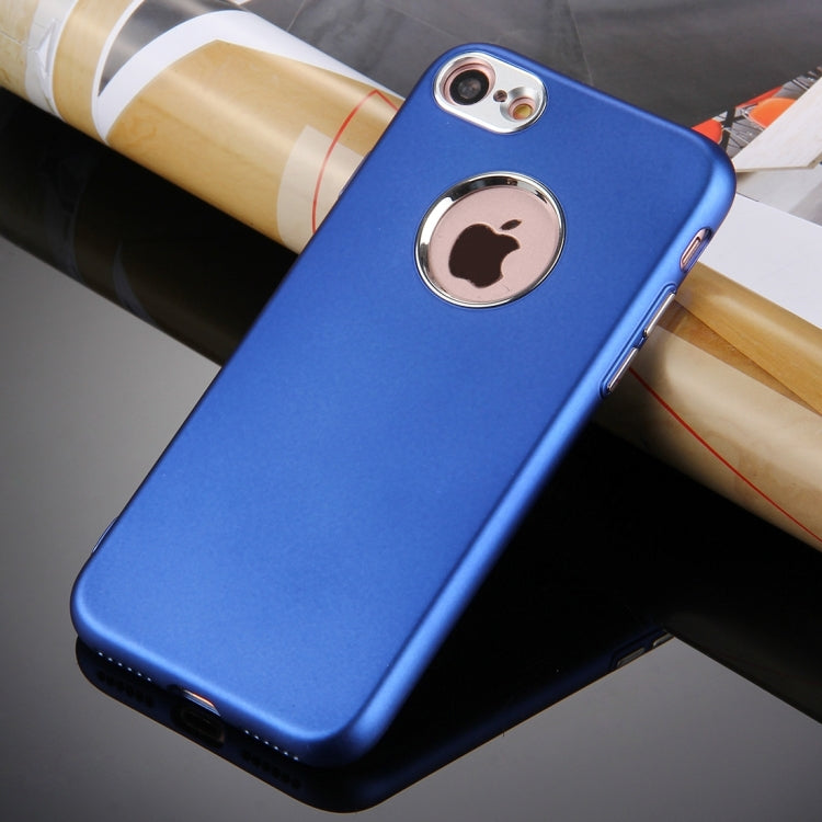 For  iPhone 8 & 7  Pure Colour Oil Spout Soft TPU Metal Button Protective Case Back Cover