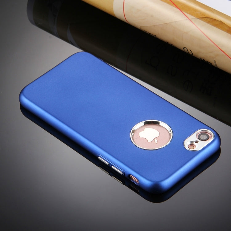 For  iPhone 8 & 7  Pure Colour Oil Spout Soft TPU Metal Button Protective Case Back Cover