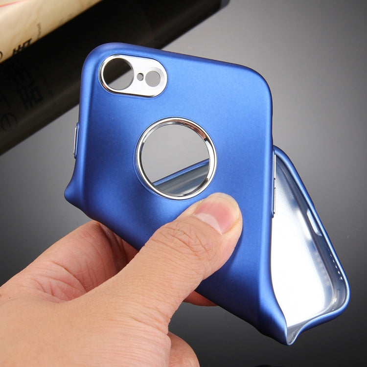 For  iPhone 8 & 7  Pure Colour Oil Spout Soft TPU Metal Button Protective Case Back Cover