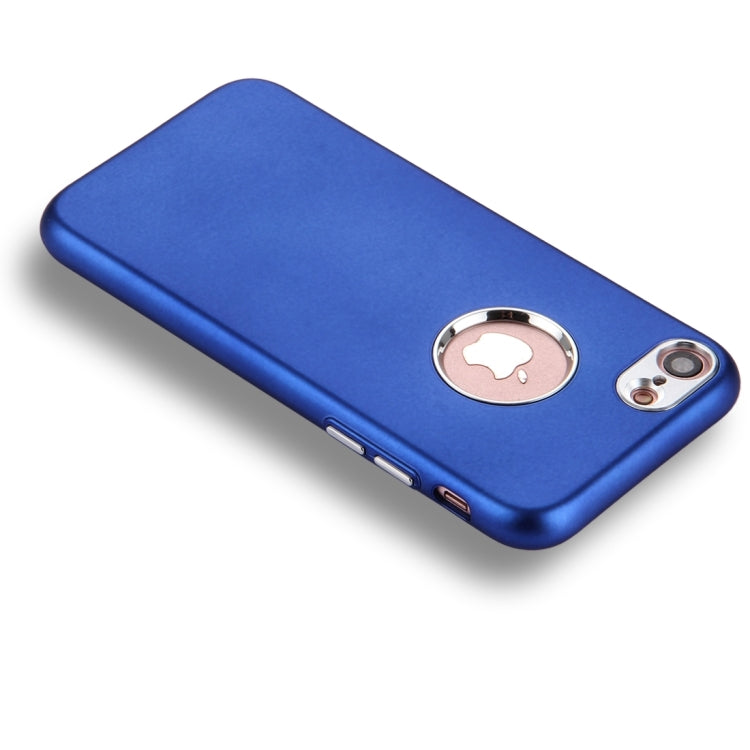 For  iPhone 8 & 7  Pure Colour Oil Spout Soft TPU Metal Button Protective Case Back Cover