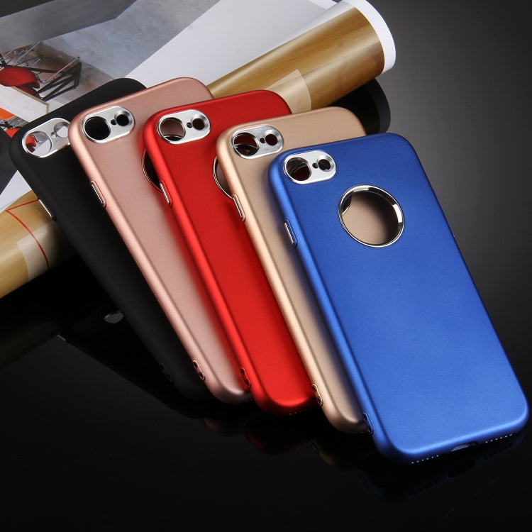 For  iPhone 8 & 7  Pure Colour Oil Spout Soft TPU Metal Button Protective Case Back Cover