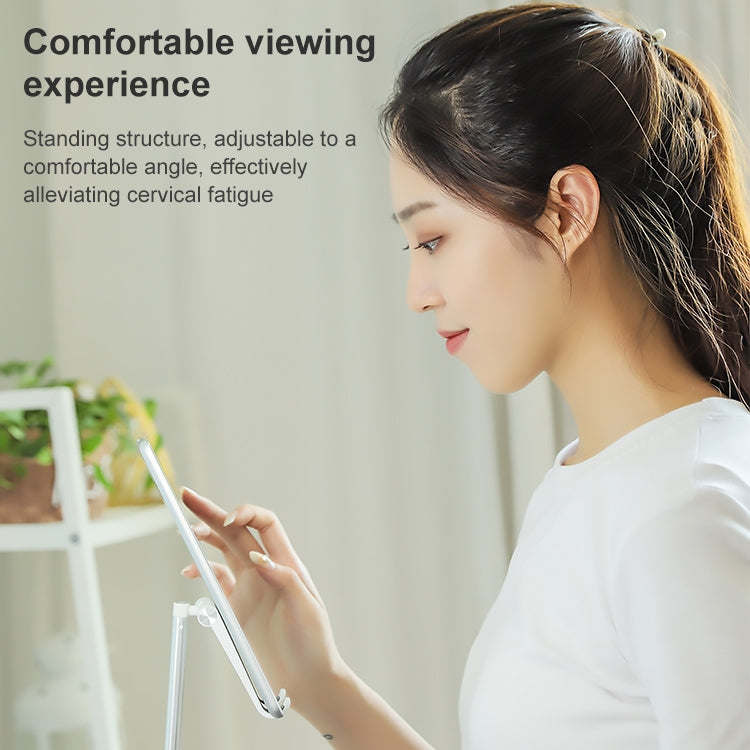 TCP-02 Universal 4-10 inch Phone Tablet Non-slip Aluminum Metal Holder Stand Adjustable Desktop Tablet Bracket Mount, Version: Four Generations Telescopic