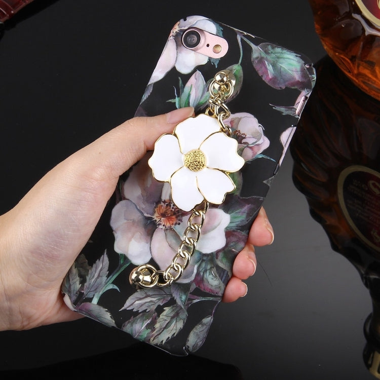 For  iPhone 8 & 7  Water Decals Retro Oil Painting Camellia Pattern Pendant PC Protective Case