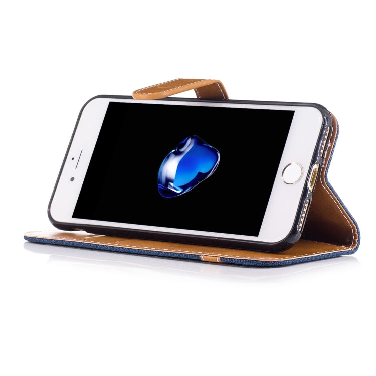 For  iPhone 8 & 7  Denim Texture Leather Case with Holder & Card Slots & Wallet & Lanyard