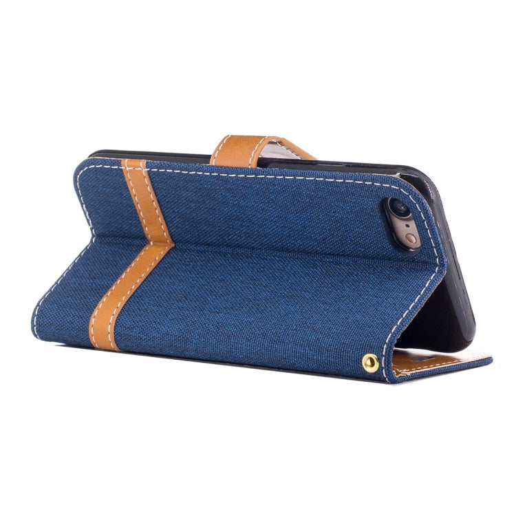 For  iPhone 8 & 7  Denim Texture Leather Case with Holder & Card Slots & Wallet & Lanyard