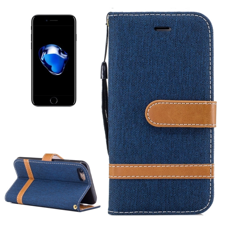 For  iPhone 8 & 7  Denim Texture Leather Case with Holder & Card Slots & Wallet & Lanyard